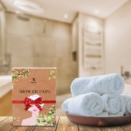 N Nimxy Nimxy Pack of 4 Shower Cap, Reusable Shower Caps For Women & Men - Waterproof with Elastic Band & Soft Lining (Dotted)