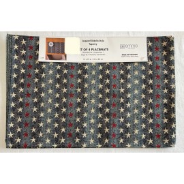 Emme Placemats (4) Jacquard Gobelin Style TAPESTRY STARS 4TH JULY 13 X 19 NWT