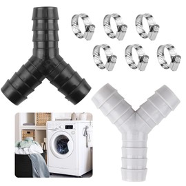 2 Way Y Splitter for Waste Pipes | Washing Machine and Dishwasher Drain Connection Accessory | Includes Three Hose Clamps | Heat and Chemical Resistant | Compatible with 16-27mm Diameter Hoses