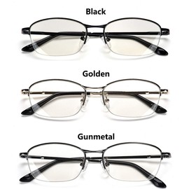 progressive Multifocal Computer Reading Glasses Presbyopic Eyewear Blue Light Blocking Eyeglasses Anti Glare Eye Strain for Men (Black, 3.5)