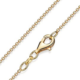Materia Kugelkette Silber 925 vergoldet 40cm - Gold Halskette Damen 1mm K73-40cm