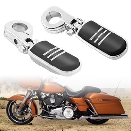 32mm For Harley Highway Pegs, Hutexico Motorcycle Highway Foot Pegs 1.25” Engine Guard Foot Rest With P-Clamps Mounts Kits For Touring Road King Street Softail Dyna Sportster Kawasaki (Chrome 6)
