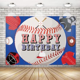 Béisbol Deportes Decoración de fiesta de béisbol Feliz Cumpleaños Banner para Niños Adolescentes | Fondo de Deportes de Béisbol Fondo Banner Decoraciones de pared Cumpleaños Baby Shower Festival Party Suministros 180 x 124 cm
