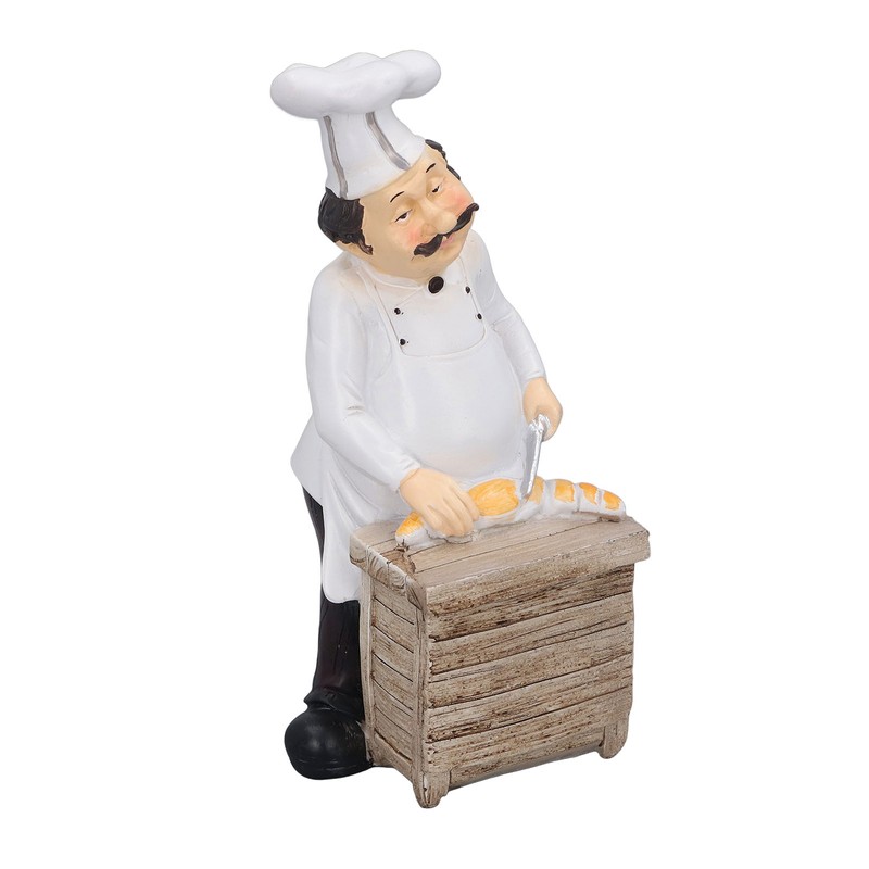 Resin Chef Statue Restaurant Dining Table Decor Figurine Ornament Kitchen