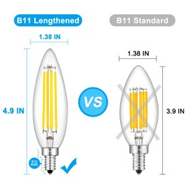 CRLight 8W 4000K LED Candelabra Bulb Daylight White, 80W Equivalent 800 Lumens Dimmable E12 Base LED Candle Bulbs, Upgraded Lengthened B11 Clear Glass Torpedo Shape Chandelier Light Bulbs, 4 Pack
