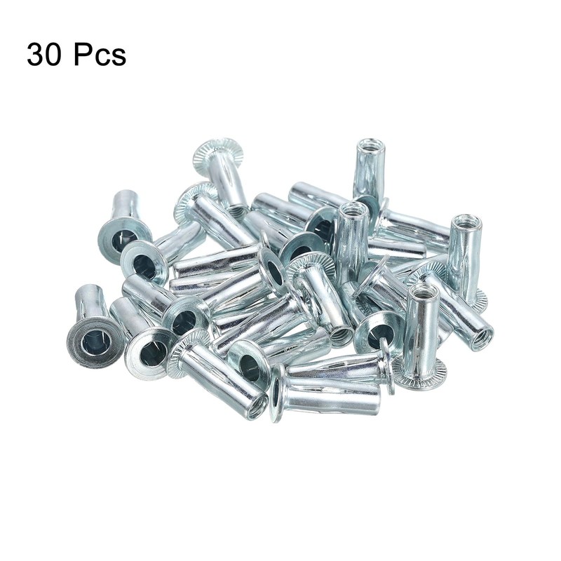 QUARKZMAN M6 Multi-Grip Rivet Nuts, 30 Pieces Preformed Shaft Flat
