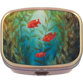 Kelp Forest Brass Rectangle Pill Box