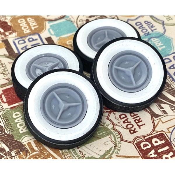 Unbranded Resin 15-Inch Oldsmobile Fiesta Wheels, W/ Wide Whitewalls,1/2