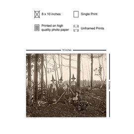 Witch Decor - Wicca Witchy Room Decor - Wiccan Witchcraft Supplies - Witches Coven Wall Art - Gothic Living Room Home Decorations - Pagan Gifts - Goth Bedroom Decor - Vintage Witches Photo - Paganism