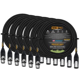 6 Units - 25 Foot - WBC-PRO-Quad Ultra-Silent Ultra-Flexible Balanced Star-Quad Cable with Amphenol Male & Female XLR Plugs & Black Tweed Jacket