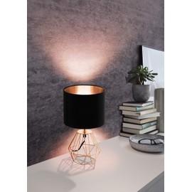 EGLO table lamp, steel, E14, copper, black, 16.5 x 16.5 x 30.5 cm