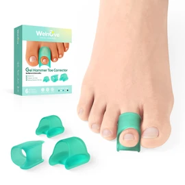 Welnove Hammertoe Corrector - 6 Pack Toe Splints - Soft Gel Toe Straighteners - Realign Bent, Curled, Crooked, Claw, Hammer Toes, 3 Different Sizes (Green)