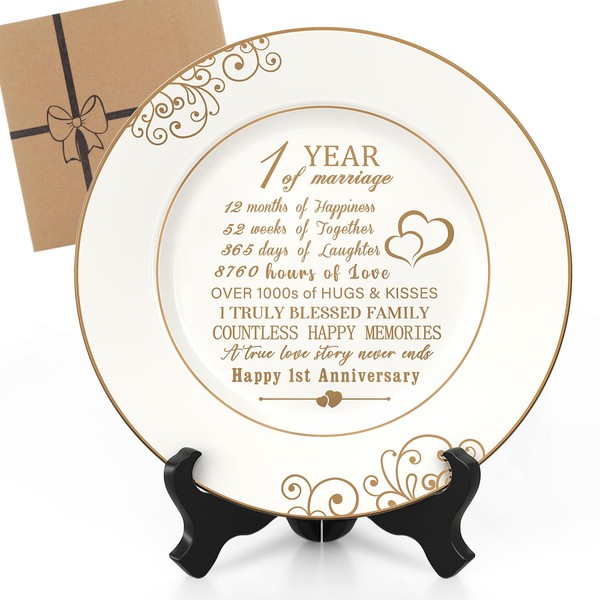 Urllinz 1st Anniversary Plate with 24k Gold Foil-1 Year Anniversary