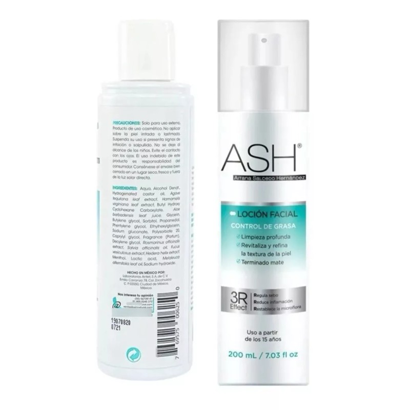 Ash Loción Astringente Facial Pieles Acné Barros Pecho Espalda