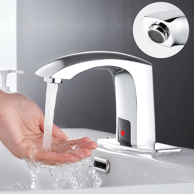 HHOOMMEE Automatic Touchless Bathroom Sink Faucet Sensor Motion Activated Commercial