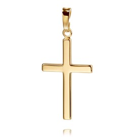 JEVELION Cross Pendant for Women, Men and Children as a Pendant in High Gloss with Jewellery Case, Yellow Gold