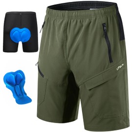 Men's Mountain Bike Shorts 3D Padded Lightweight Bicycle Cycling MTB Bike Shorts-Baggy & Comfy(Green L)