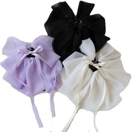 Bow Hair Claw Temperament Creative Elegant Bowknot Hair Clip Cloth Ribbon For Girl Ponytail Holder Headwear (Style1, One size)