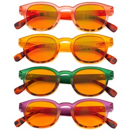 Eyekepper 4 Pack Ladies Computer Glasses - Blue Light Filter Readers for Women Anti Glare Reading Glasses Orange Tinted +1.00