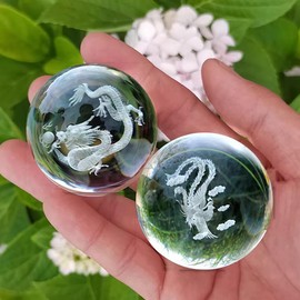 ZORZA 2Pcs Baoding Balls for Hand Therapy Chinese Health Exercise Stress Balls Dragon and Phoenix Crystals Balls for Hand Massage,Stress Relief and Exercise (1.58inch)