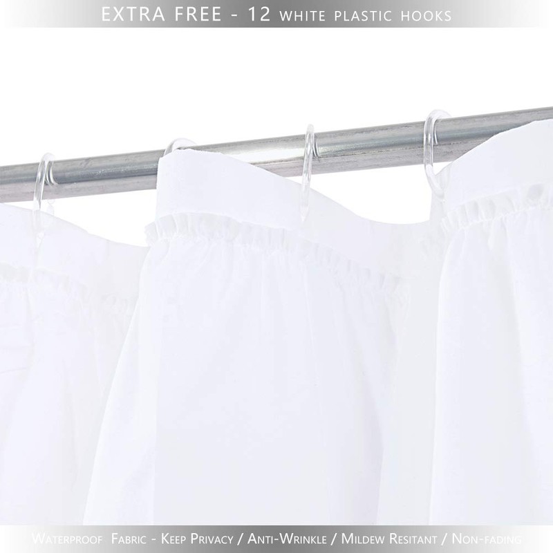 WestWeir White Ruffle Shower Curtain - Farmhouse Cloth Bathroom 72
