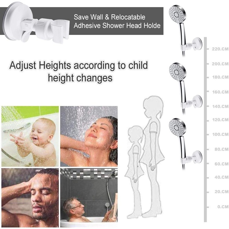 OUO Adjustable Shower Head Holder, Bathroom Suction Cup Handheld Shower