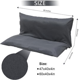 Three Seat Swing Replacement Cushions Cover ONLY, Anti-Slip Tie Rope Design Bench Cushions Cover for Outdoor Furniture, Zipper Easy to Change Porch Swing Cushions Cover (Khaki, 47"W x 40"D x 4"T)