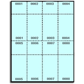 400 Label Outfitters® Blue Numbered Printable Raffle Tickets for Inkjet and Laser, Numbered Stub