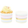 50 Pack Striped Paper Baking Cups, Pastel Rainbow Cupcake Wrappers