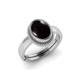 LMDPRAJAPATIS 7.25 Carat Natural Black Onyx Gemstone Wedding Ring, Prong Setting Oval Ring Engagement Solitaire Ring Daily Wear Party Wear Women and Girls Jewelry