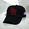 Puerto Rico Distressed Dad Hats Metal Buckle:_Black/Red Logo