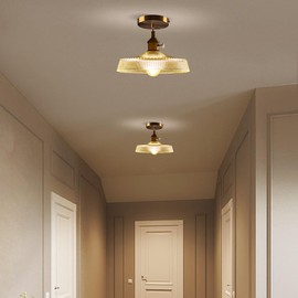 Sedelan Glass Pendant Light, Vintage Pendant Lighting, Kitchen Pendant Lighting Over Island Hallway Bedroom Adjustable Hanging Light Fixture 59.05”, Copper E26, Switch Knob(Bulb Not Included)