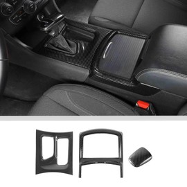 JWWY for Charger Gear Shift Panel Knob Cup Holder Cover Trim Protection Decoration Compatible with 2015-2024+ Dodge Charger Interior Accessories ABS 3PCS Carbon Fiber