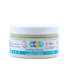 Vemare Cosmetics Crema Facial de Ácido Hialurónico, Colágeno y Vitamina E Piel Fresca y Suave 100g