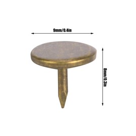 Pack of 100 Upholstery Nails, Bronze Vintage Style Flat Head Furniture Nails, Scriber for Furniture, Sofa, Bed, Door Decoration (9 x 8 mm)