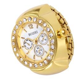 POPETPOP Ring Watch, Vintage Ring Watch Quartz Round Ring Watch Women Men Finger Watch Unique Shape, Golden, 2.6X2.5CM, vintage