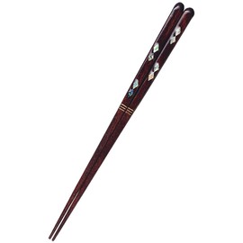 Traditional luxury chopsticks made with great care by Japanese craftsmen. 9.1 inches (23 cm). Natural wood. Lacquered with beautiful design using abalone shells. The romance of the light embraced by