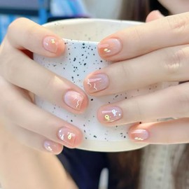 [ALLEVG] Nail Tips, 24 Pieces, Nail Tips, Short, Autumn, Spring, Summer, Popular, Japanese Style, Cute, Simple, Stylish, Coming of Age Ceremonies, School Entrance Ceremonies, Graduation Ceremonies,