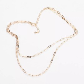 DazzledByJewels Double Strand Chain Link Gold Tone Necklace Set