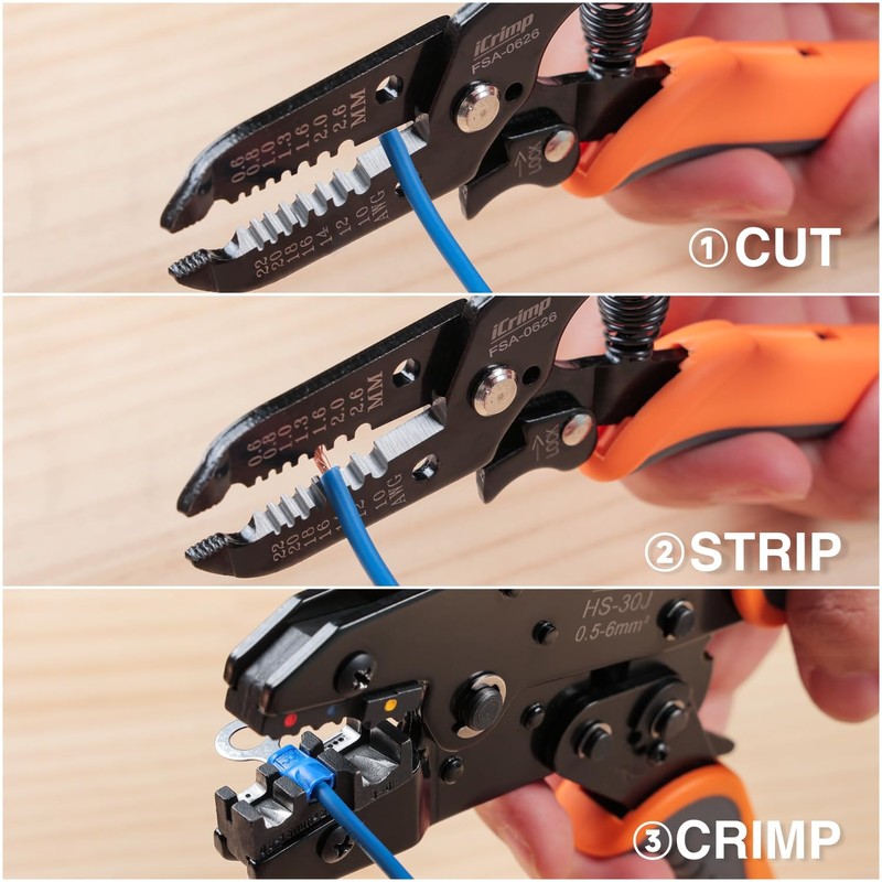 iCrimp Wire Crimping Tool Kit with Wire Stripper and Ratcheting