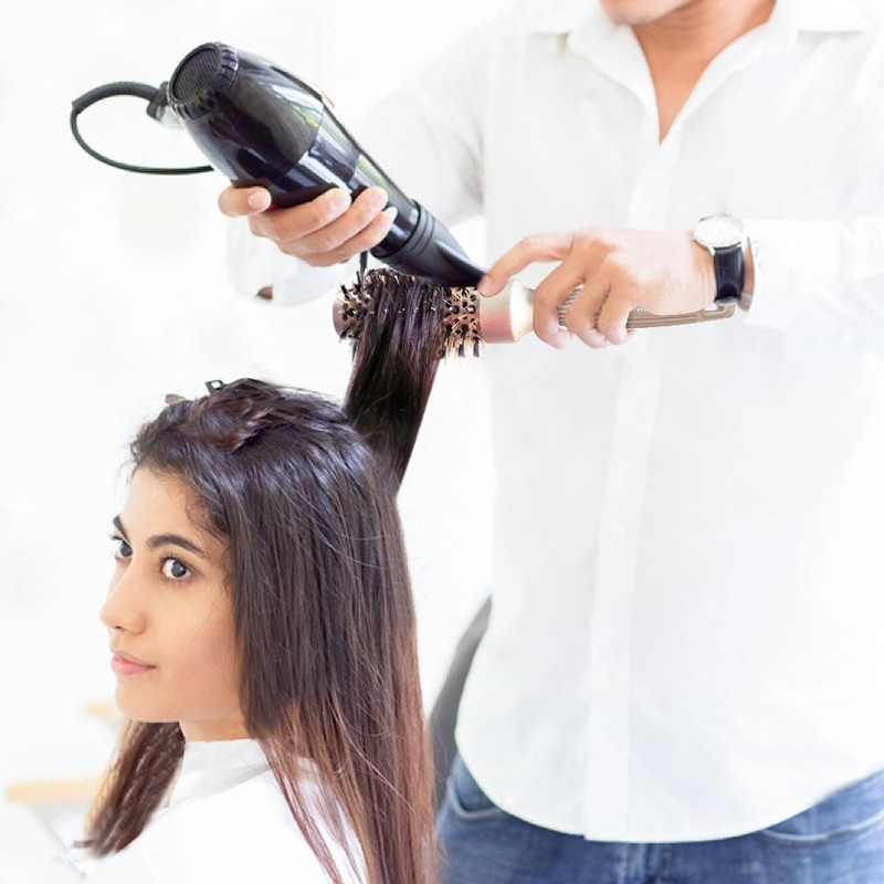 BANGMENG Round Barrel Anti-Static Hair Brush with Boar Bristles, Nano