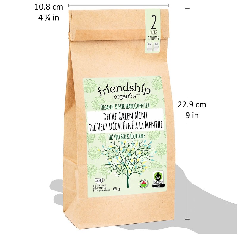 Friendship Organics Decaf Green Mint Tea Bags, Organic and Fair