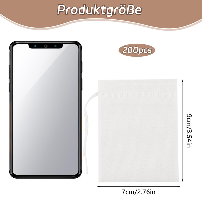 200 Stück Tee Filterbeutel, 9 x 7cm Teebeutel zum Selbstbefüllen