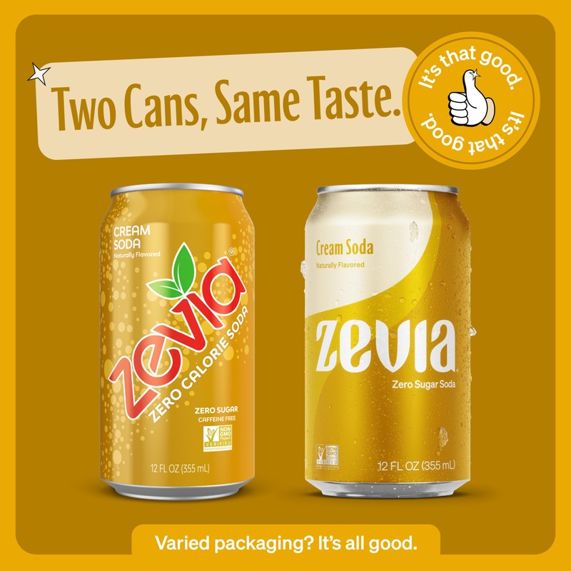 Zevia Zero Sugar Cream Soda, 12 Ounce Cans (Pack of