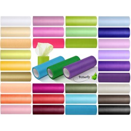 Creativery 9 m Tulle Decorative Fabric, 15 cm / 30 cm / 50 cm, Tulle Ribbon, Net Roll, Tulle Fabric for Tutus / Wedding, 15cm