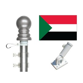 3x5 Sudan Flag and Flagpole Set International 3x5 foot Tanglefree Flag Pole Set Includes Flag 6 ft Pole and Bracket (Sudan Spinner Pole and Flag Set)