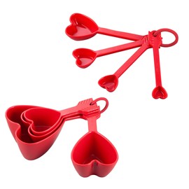 Gourmet Art Heart Measuring Cups and Spoons Set for Indoors Outdoors Use, Party, Wedding, Birthday, Valentine's day and Everyday Use.