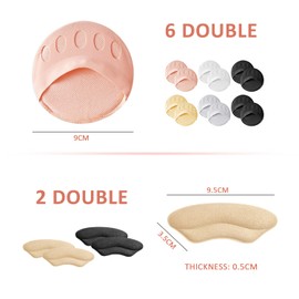 6 Pairs Honeycomb Forefoot Pads with 2 Pairs Sponge Heel Pads Metatarsal Pads Toe Pads for Foot Pain Outdoor Running