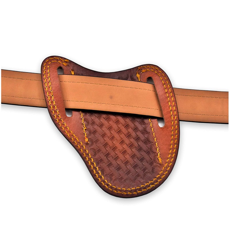 Hercules Knives Custom Leather Sheath Slanted Pancake Tooled Leather Sheath/Trapper