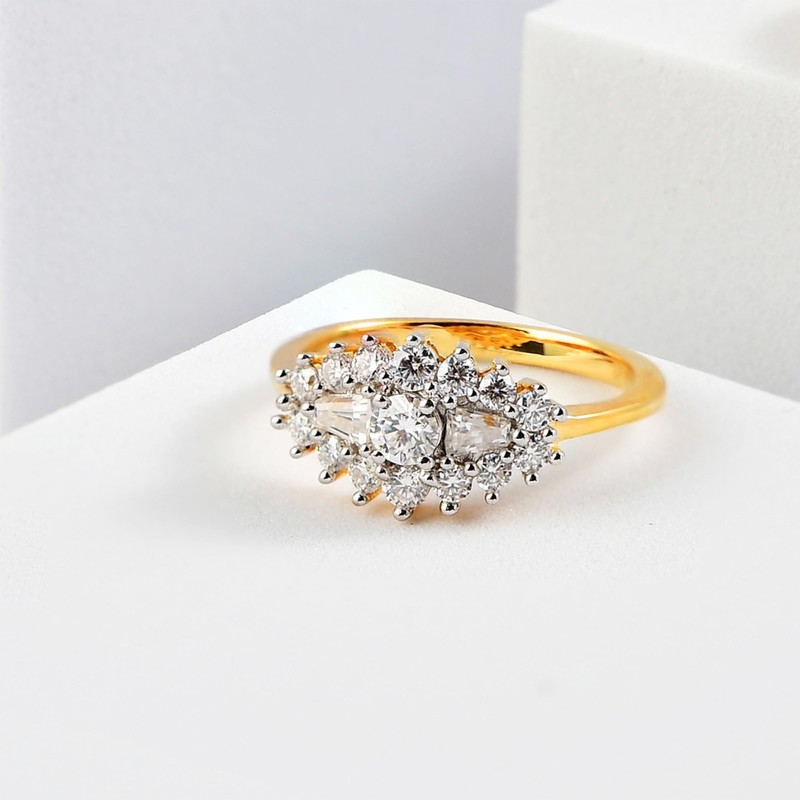 TJC Moissanite Boat Ring In 18ct Yellow Gold Plated 925